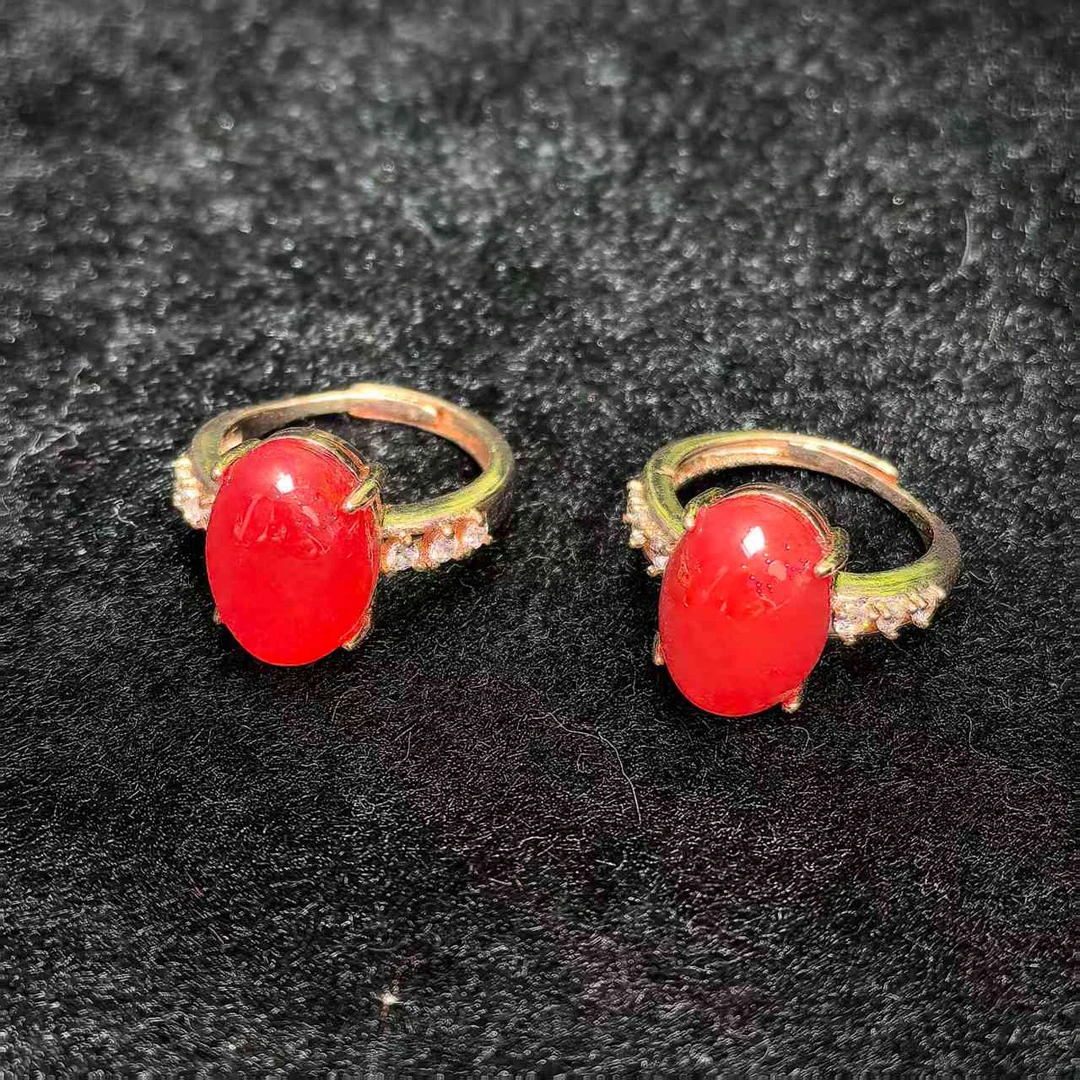 Q1-ST7807【百百福珠宝】赤炎红龙参玛瑙红戒指-多样性发货只发一件