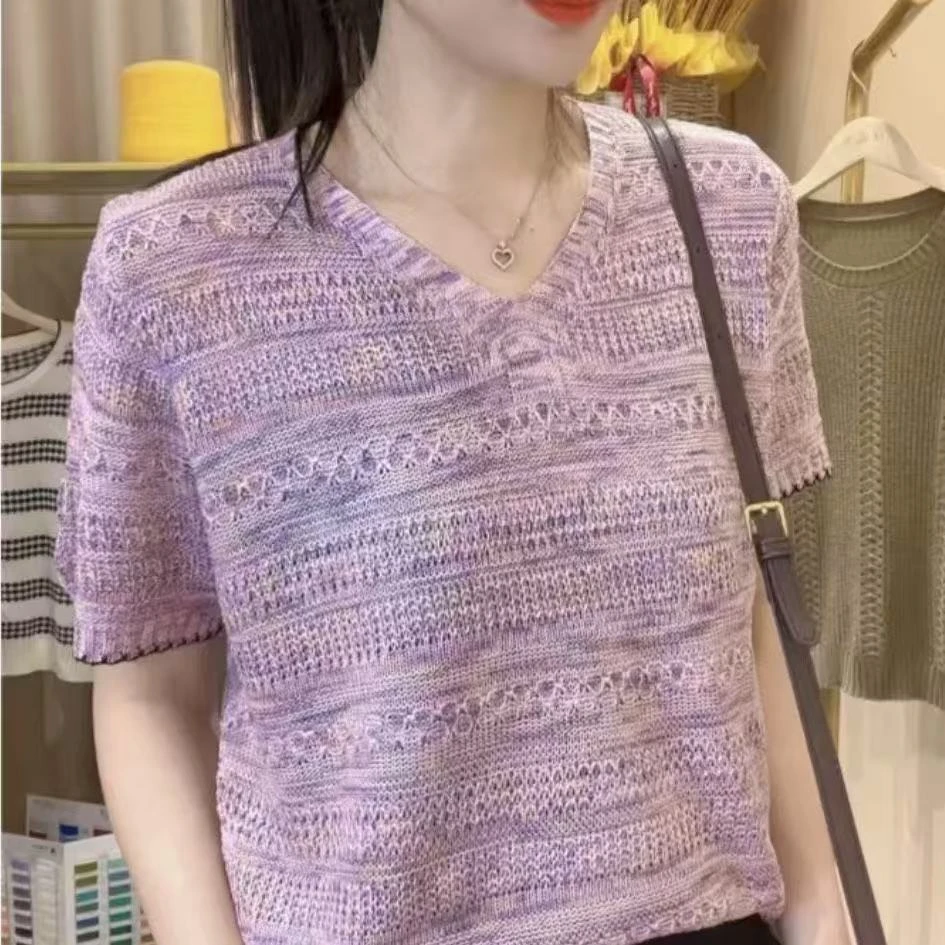 女士装针织衫幻彩2025夏季韩版新款慵懒风毛衣显瘦宽松百搭上衣服