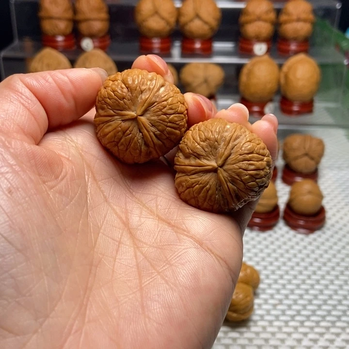 文玩核桃把件14状元红三棱