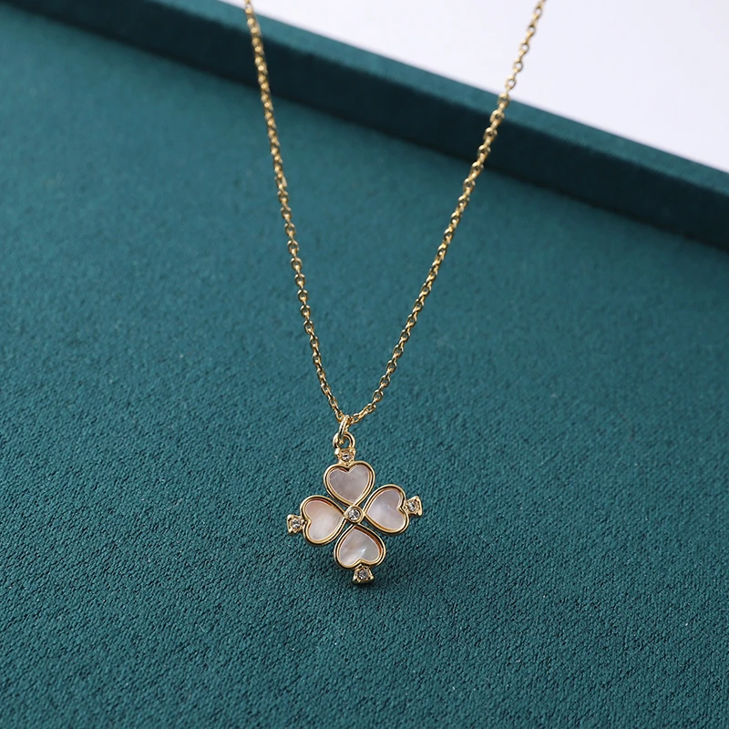 铜合金项链 2414033-气质爱心折叠创意锁骨链高级轻奢洋气颈链