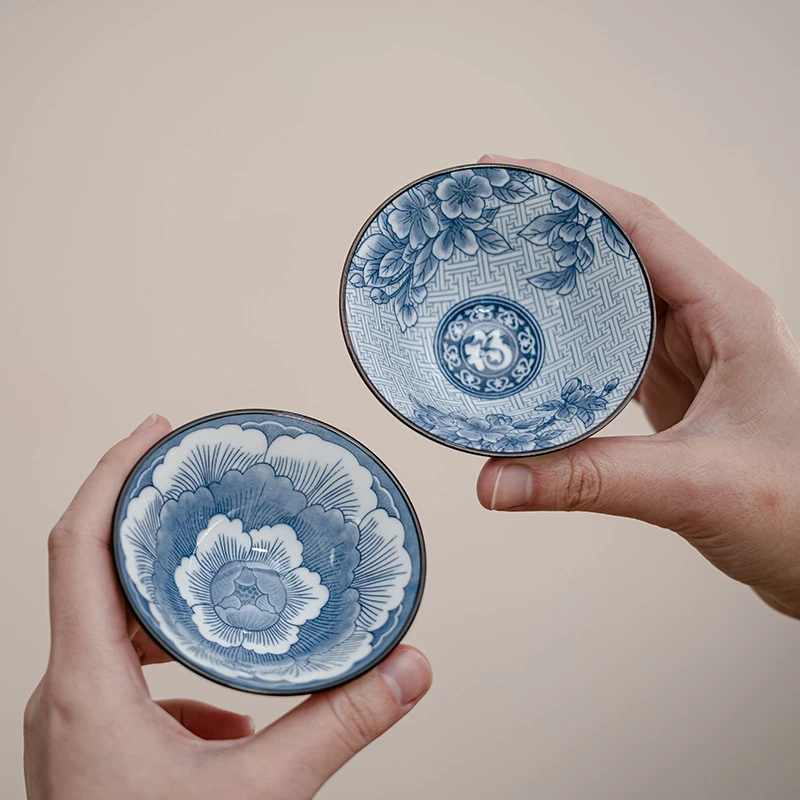 青花瓷茶杯陶瓷功夫茶杯单杯主人杯茶具茶盏套装茶碗品茗礼品文创