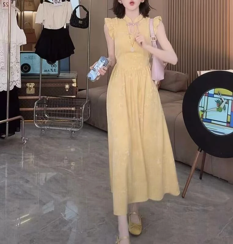 「玄花清梦」改良旗袍连衣裙2025夏新品新中式国风长裙