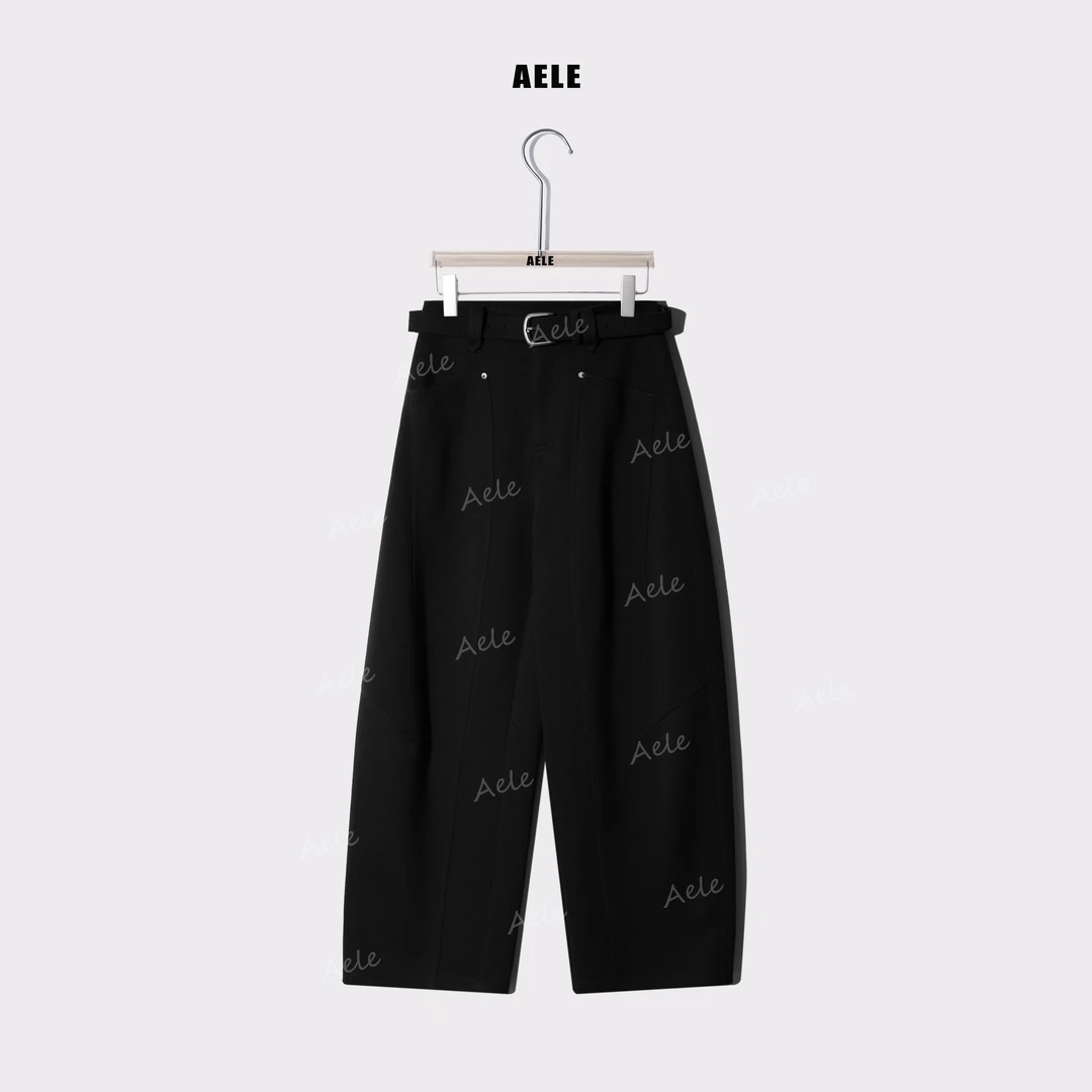 AELE秋冬设计感时尚高腰宽松显瘦阔腿弯刀裤 K853 2823 AD