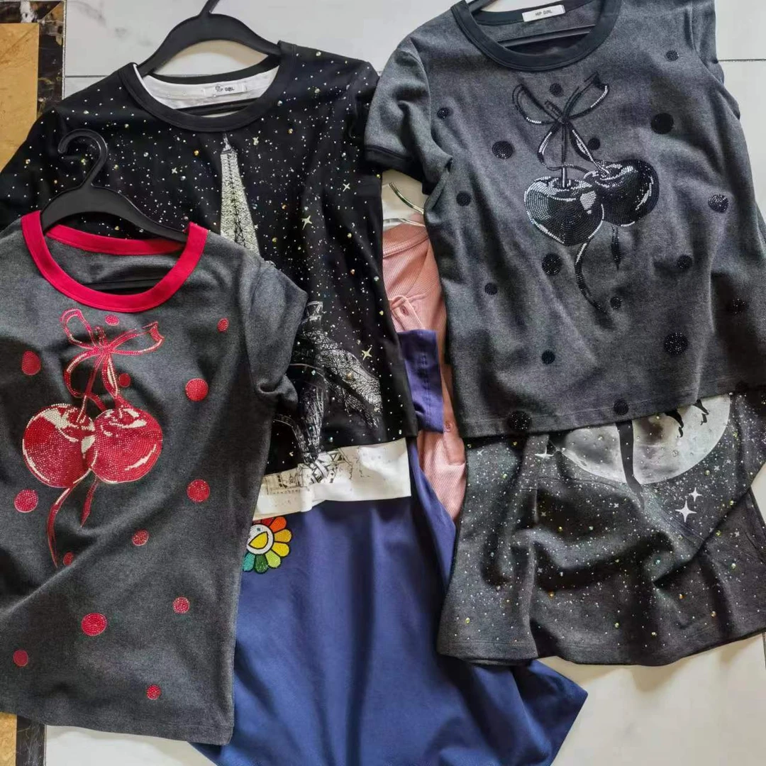 901-1000孤品卫衣chic女秋冬烫钻内搭短袖长袖针织上衣