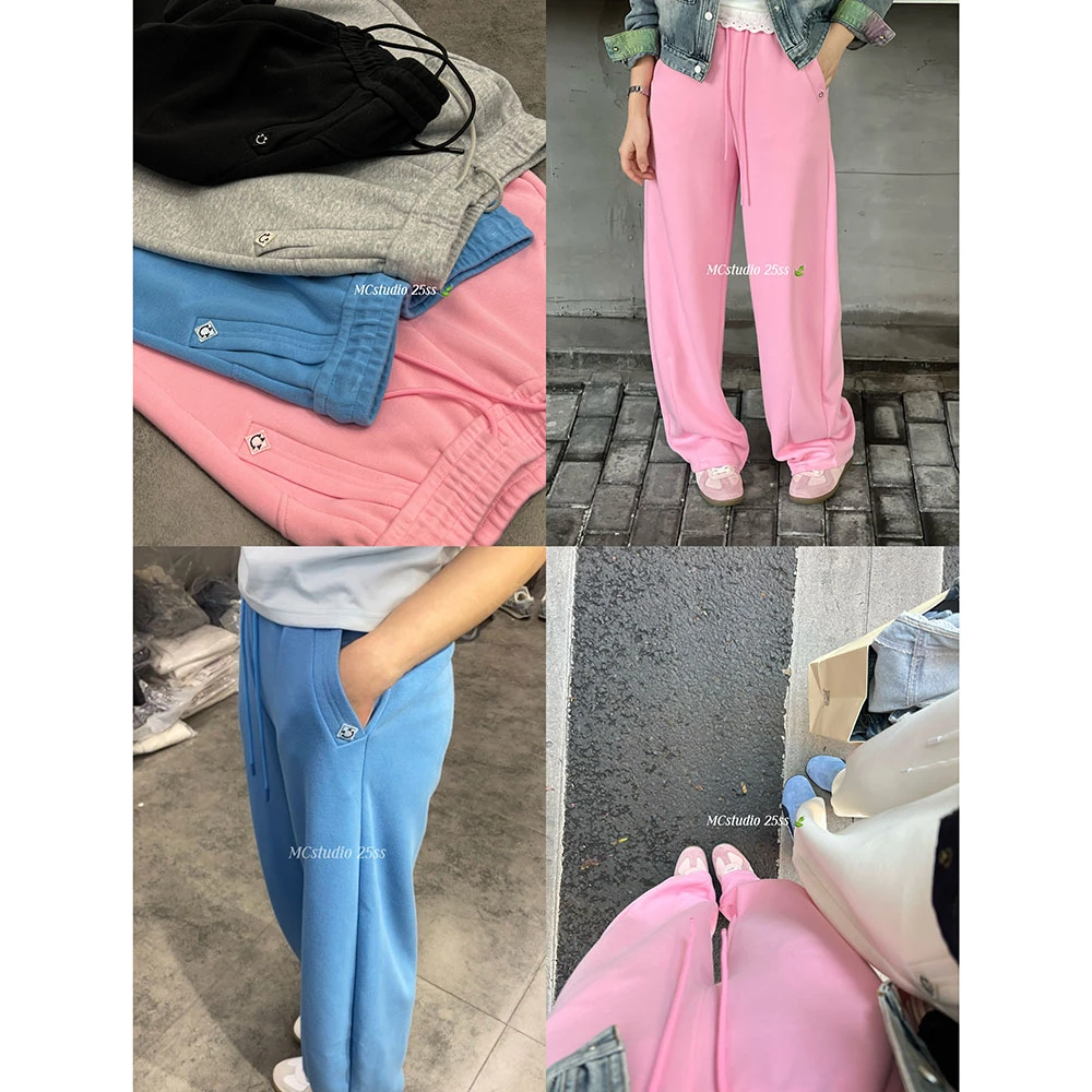 【多彩笑脸卫裤】欧洲站春夏百搭显瘦休闲弯刀裤女装12506