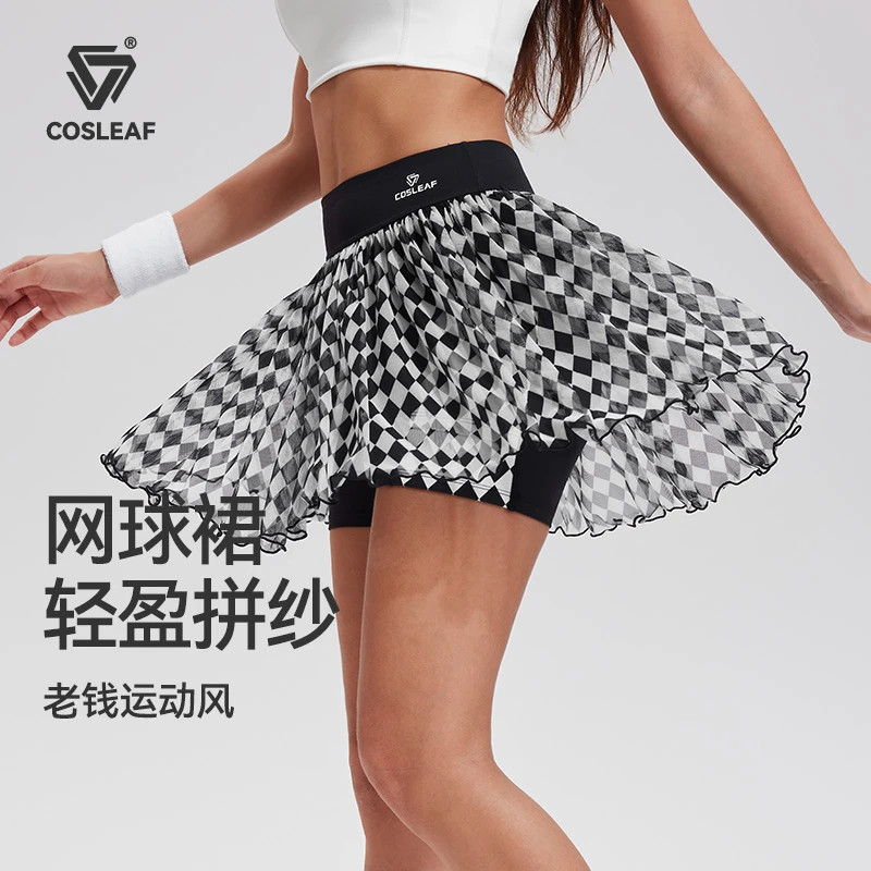 科里芙网球裙轻薄网纱款跑步健身羽毛球运动半身短裙裤瑜伽短裙女