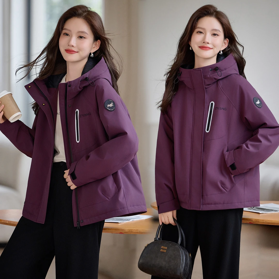 休闲连帽棉服外套女冬季2025新款爆款宽松洋气保暖时尚夹棉派克服