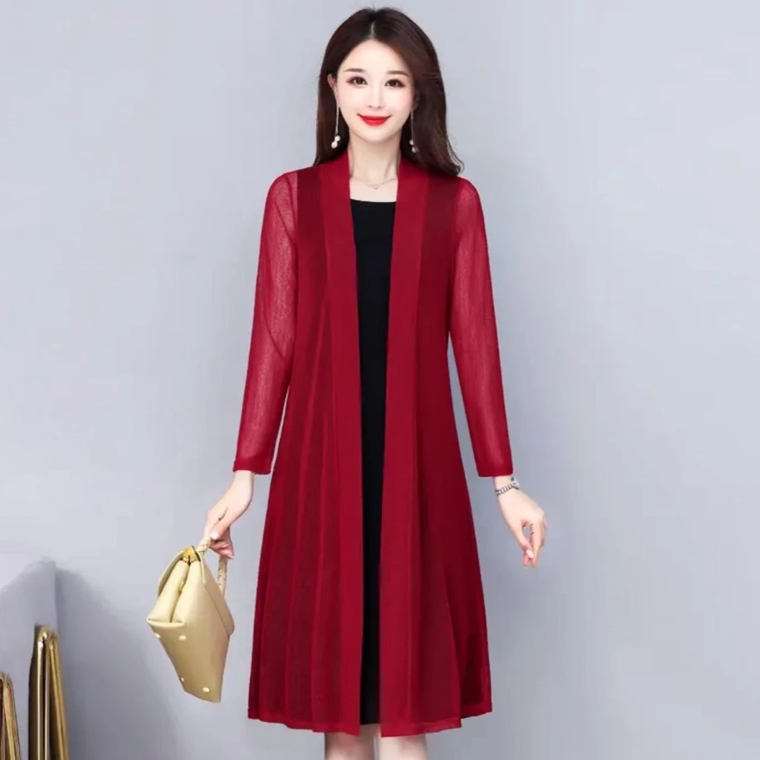 9202-妈妈装春夏季休闲百搭防晒披肩洋气气质薄款纯色妈妈装【A仓】