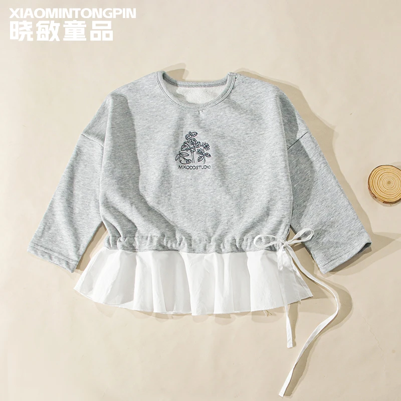 荷叶边抽绳印花卫衣3C3863