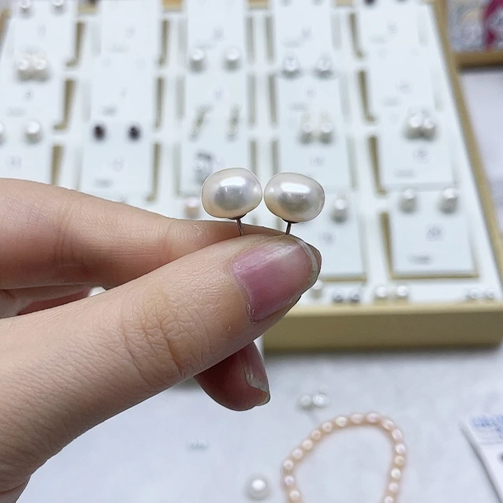 淡水珍珠耳饰银S925镶嵌疯***瑰