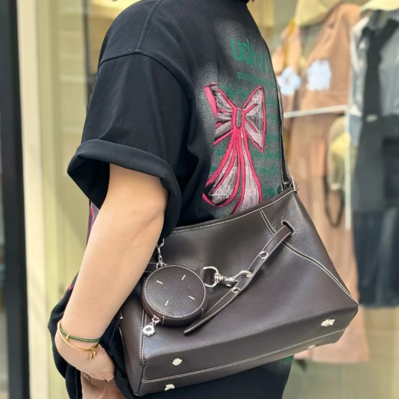 【铂金时袋】头层植鞣牛皮机车斜挎休闲女包包68898