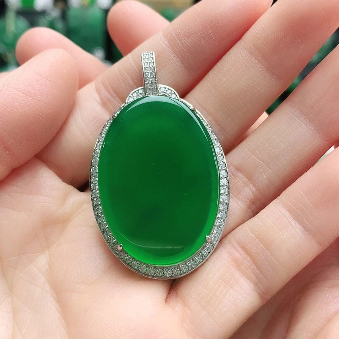 玛瑙/玉髓吊坠银S925镶嵌