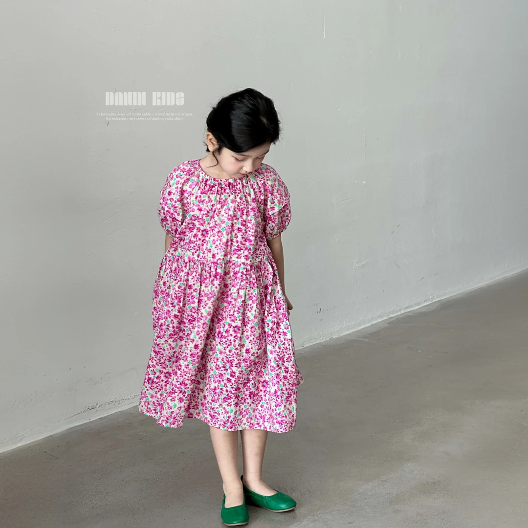 【嗒囜】高密数码直喷印花~不易掉色 女童夏装新款碎花短袖连衣裙子