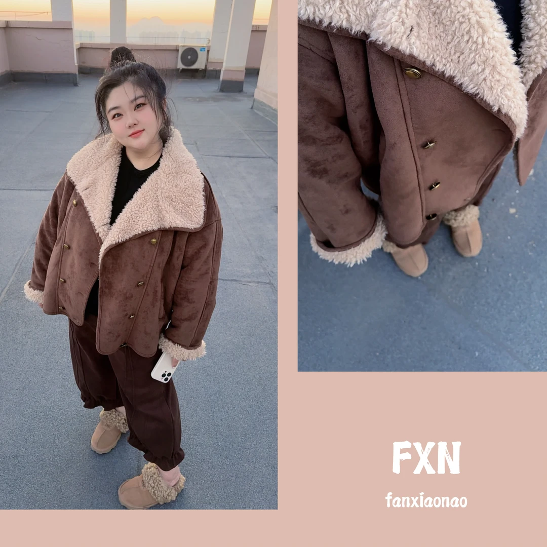 【FXN】2025款麂皮绒大翻领短肥外套