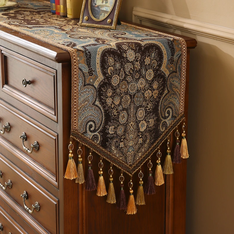 欧式高档桌旗奢华餐桌布美式复古斗柜鞋柜茶几台布床旗