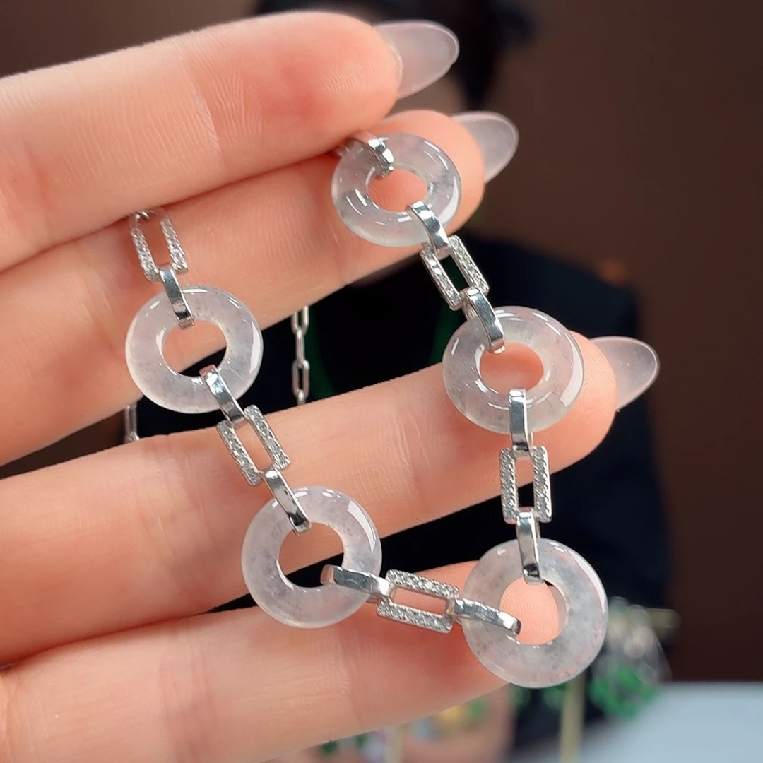 翡翠银S925镶嵌手链手链