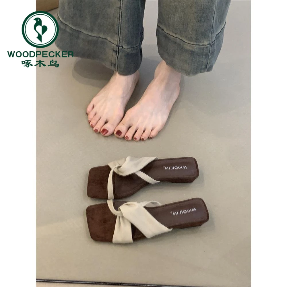 啄木鸟设计感小众凉鞋2025年夏季新款法式复古红色露趾凉拖鞋女鞋