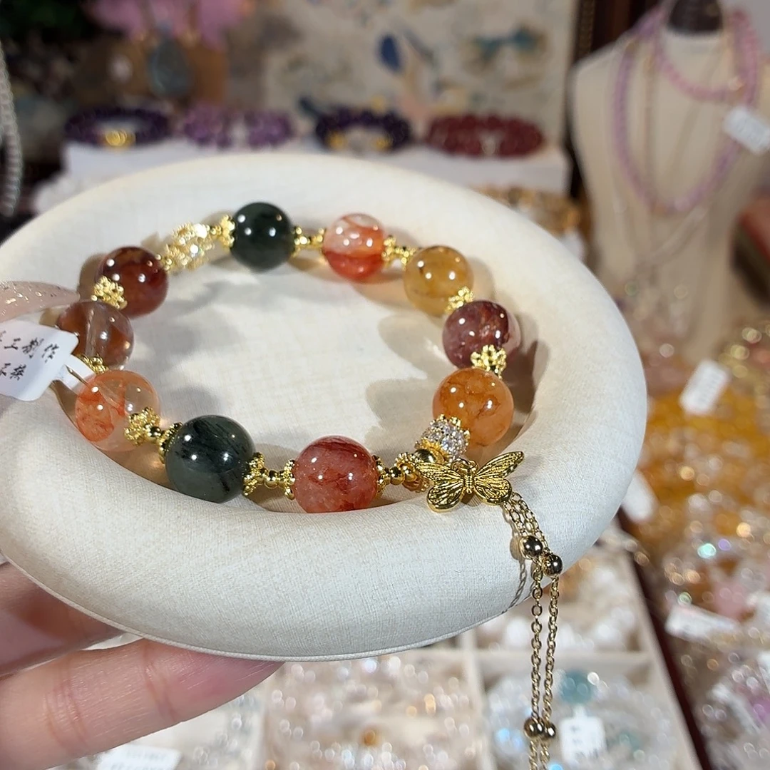 手串水晶未镶嵌胶花多宝设计款13+