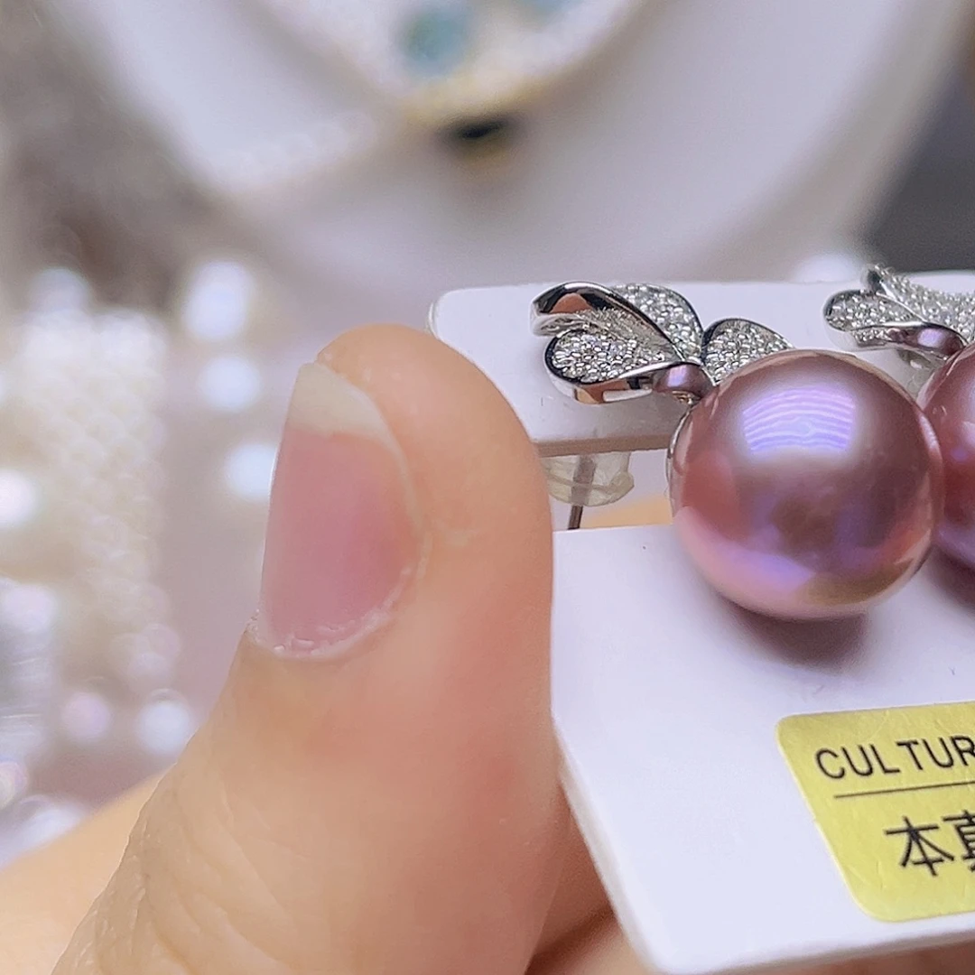 淡水珍珠银S925镶嵌吊坠或者耳钉