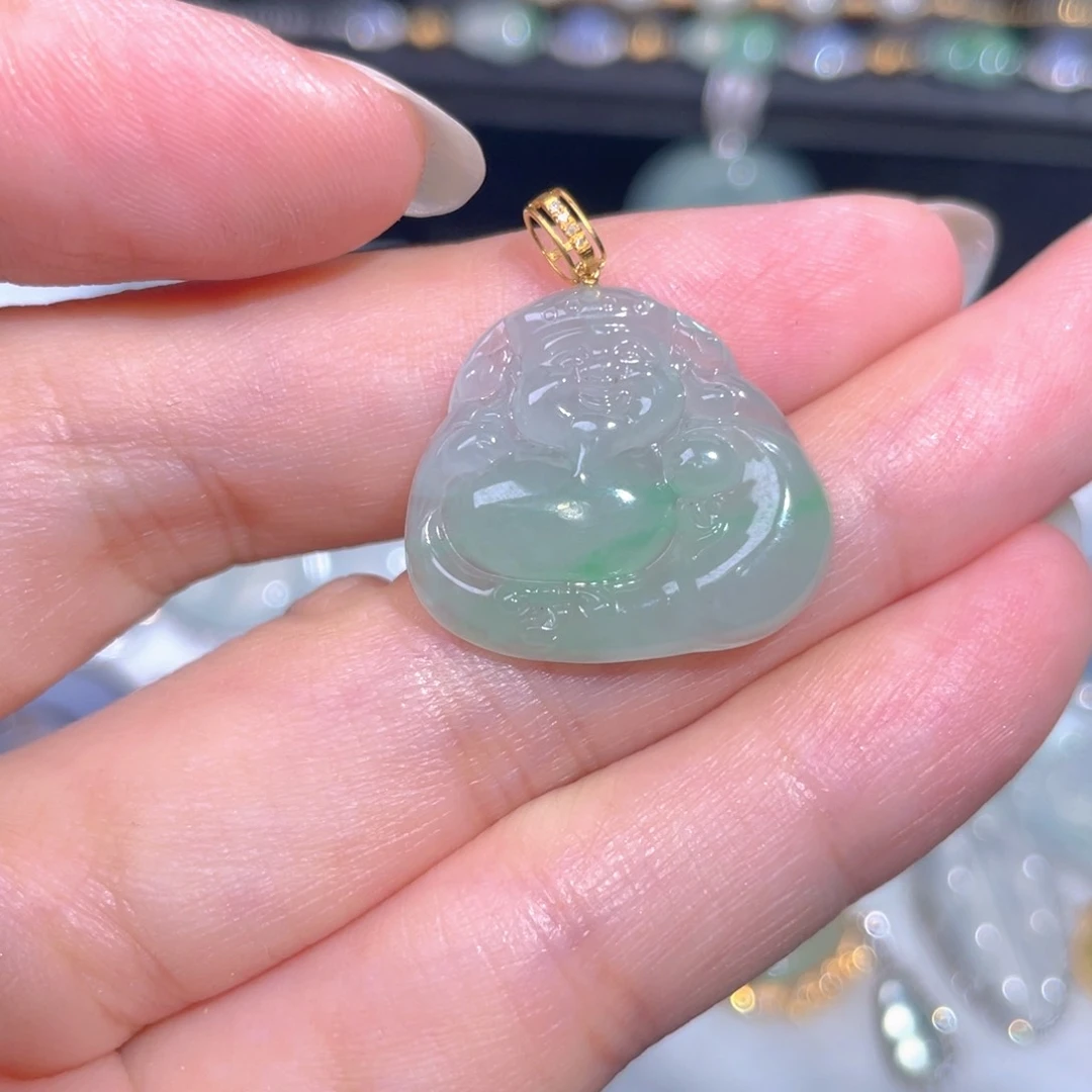 颈饰18K金镶嵌翡翠翡翠