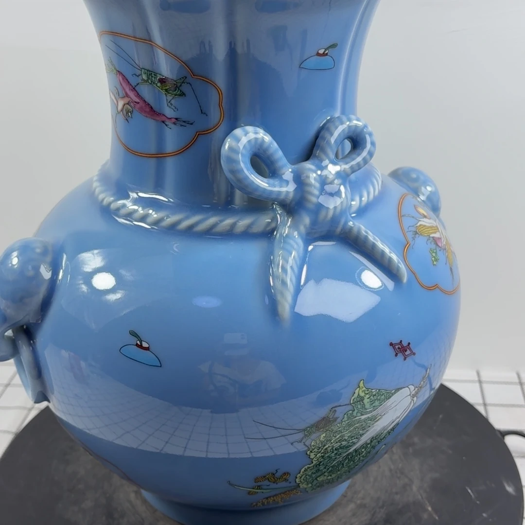 波***瓶粉彩花卉纹陶瓷瓶