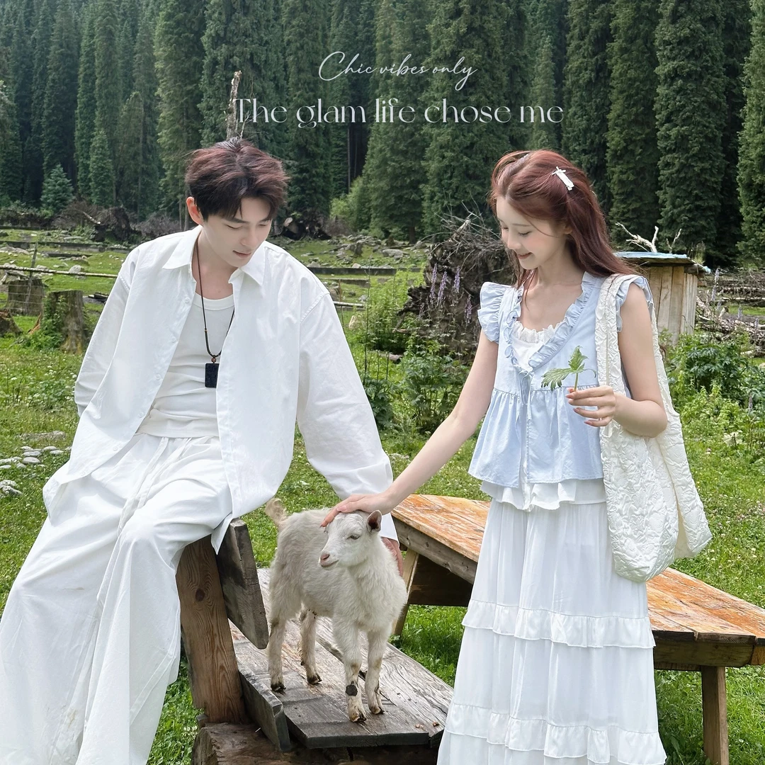 妖精的美美【奶盐阿尔卑斯】奶乖奶乖的小飞袖娃娃衫半裙三件套套装