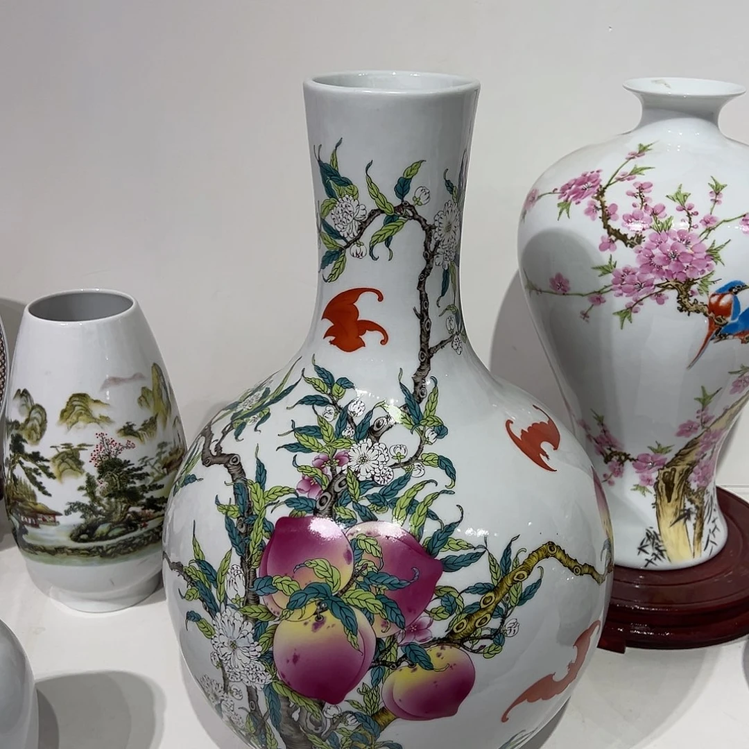 摆件陶40cm桃子天球瓶