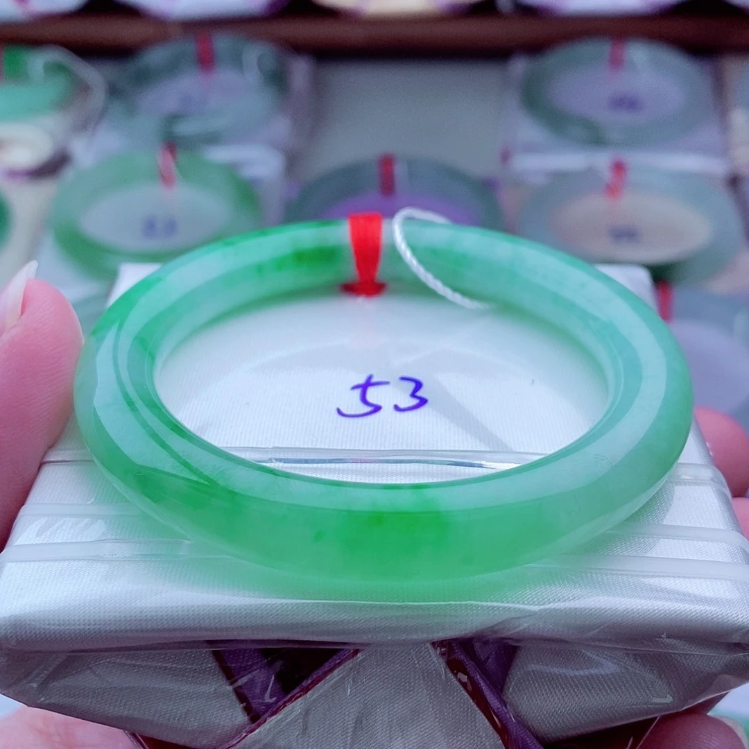 翡翠未镶嵌手镯（圆镯）611正阳绿冰润高贵艳丽迷人