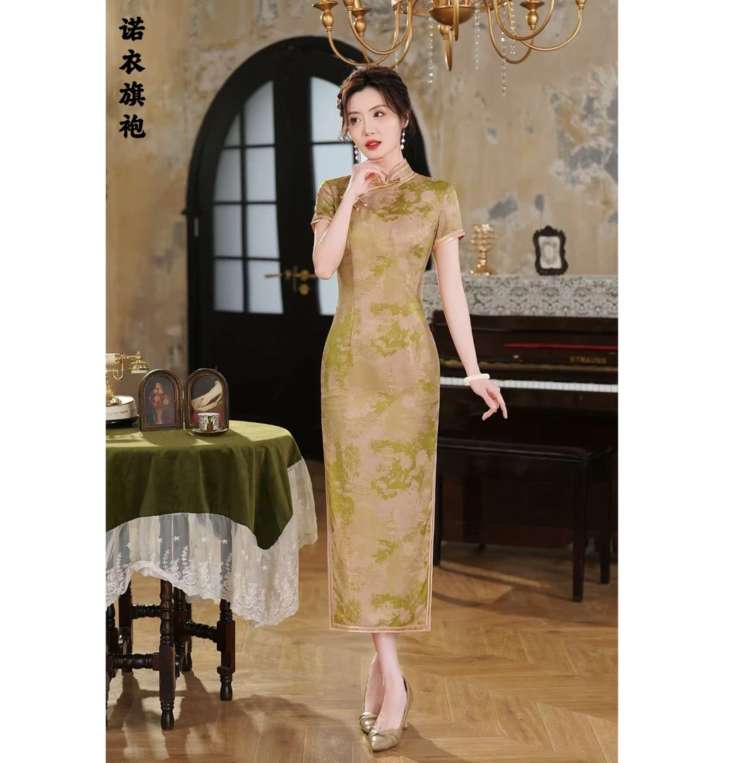 诺衣【金韵芳华】高贵桑蚕丝长款旗袍