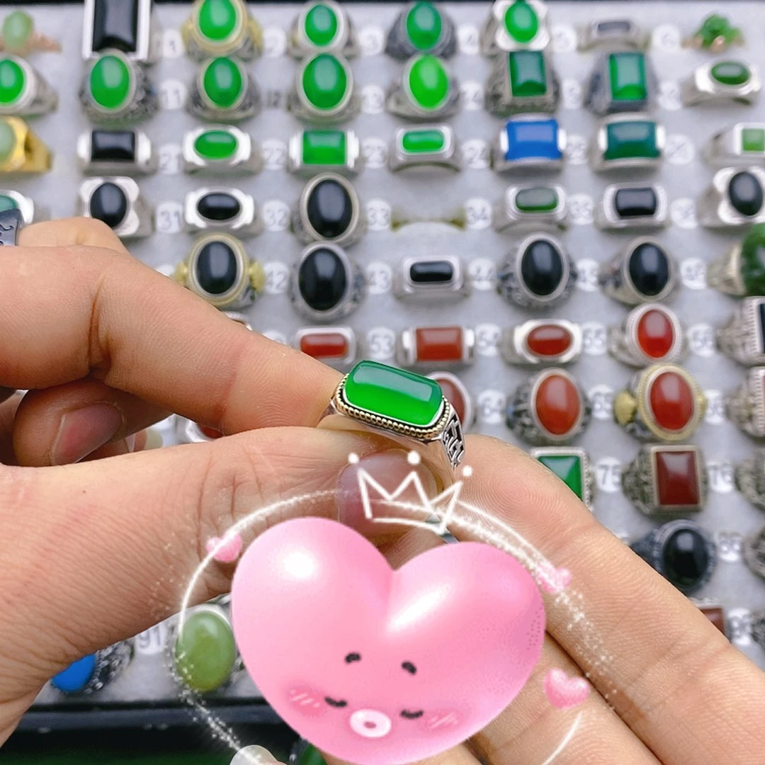 玛瑙/玉髓银S925镶嵌戒指