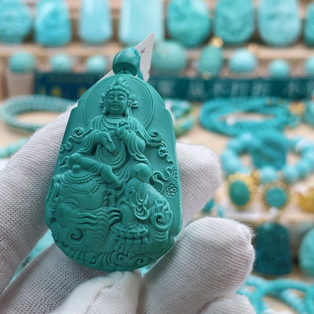 绿松石未镶嵌珠宝奇石普贤菩萨