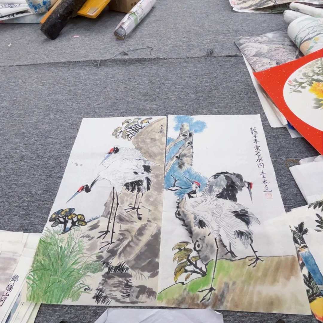 国画姚贵老师四尺四开绘画微瑕两张介意慎拍