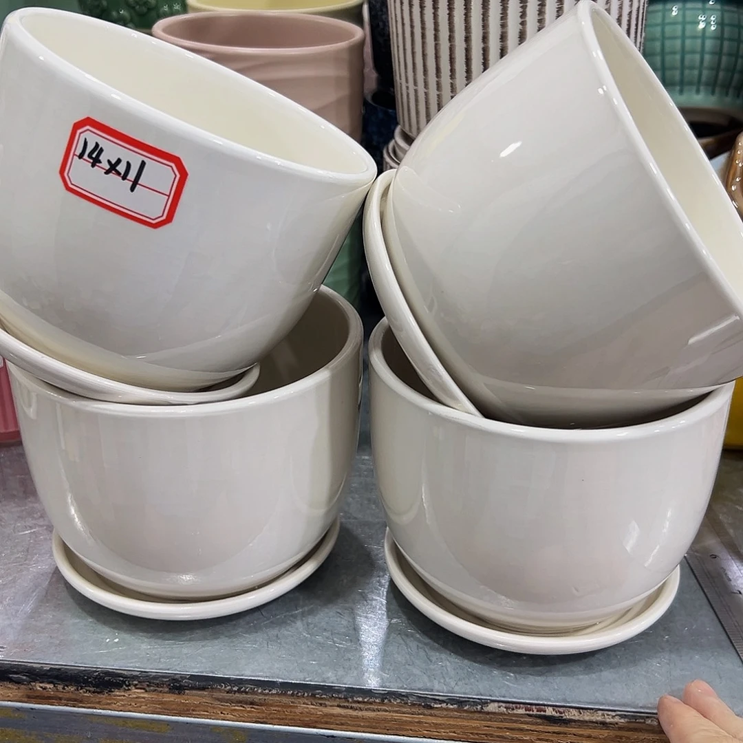 外贸尾单陶瓷花盆凑10 米包邮