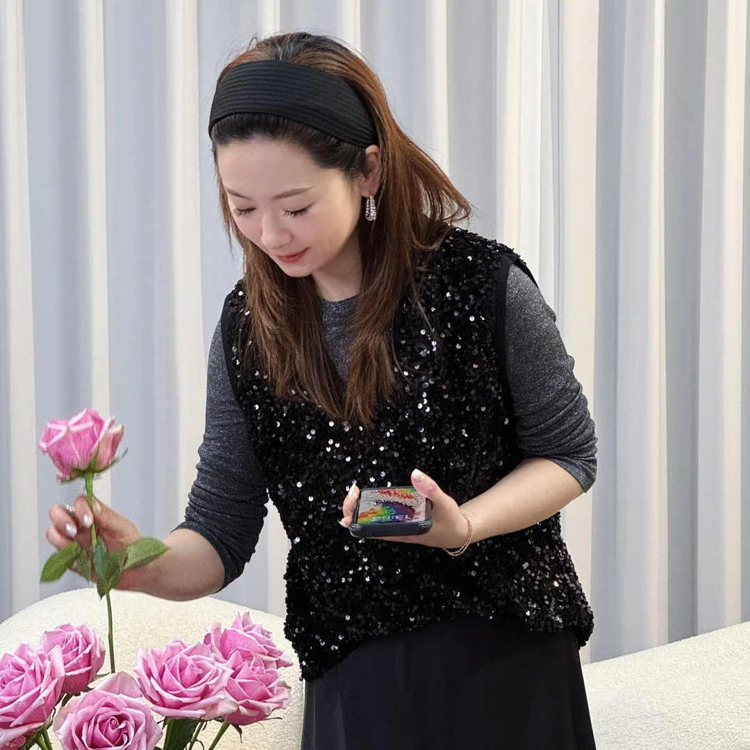 lei&wei【摩登斑斓】松弛感高级精致珠片无袖背心马夹上衣