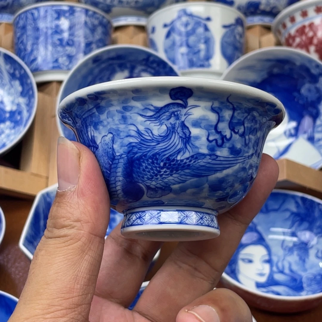 陶月楼 柴窑 凤凰压手杯