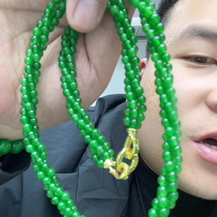 翡翠颈饰14K金镶嵌麻花项链