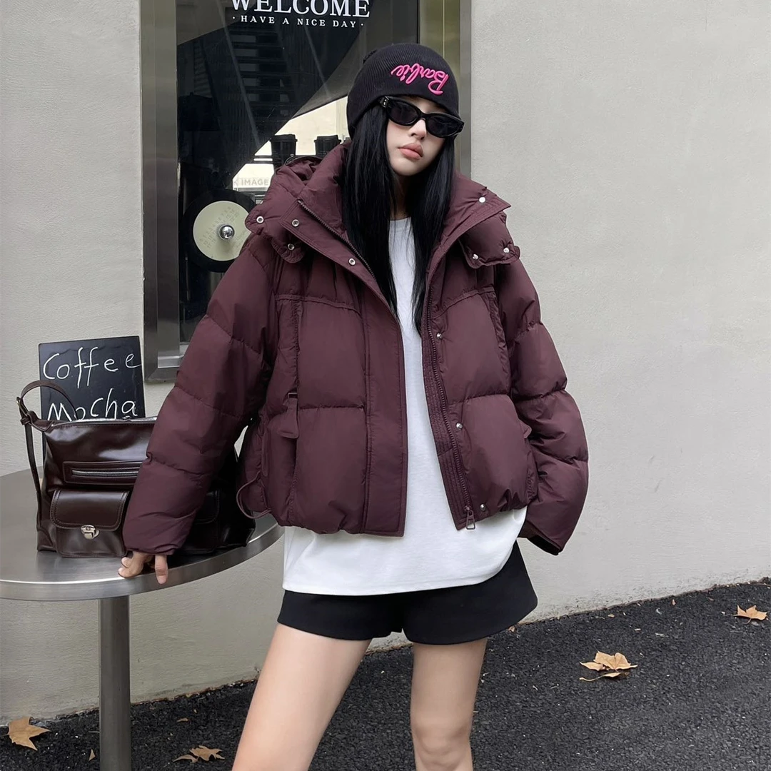 8709冬季新品连帽短款羽绒服面包服宽松外套