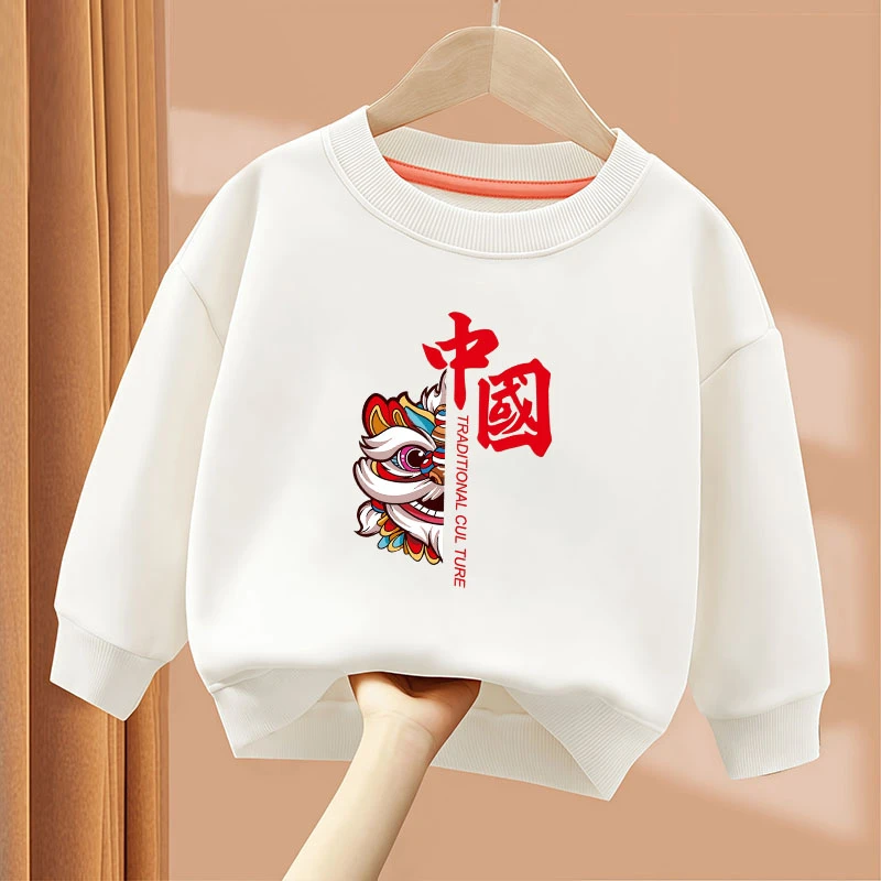 男女童秋冬季国潮演出服中大童洋气宽松圆领卫衣