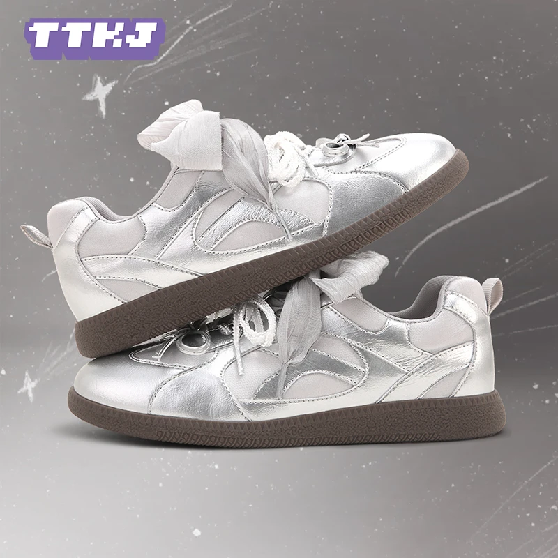 TTKJ夏天搭裙子专用银色芭蕾德训女鞋夏天穿裙子德训新版德训鞋