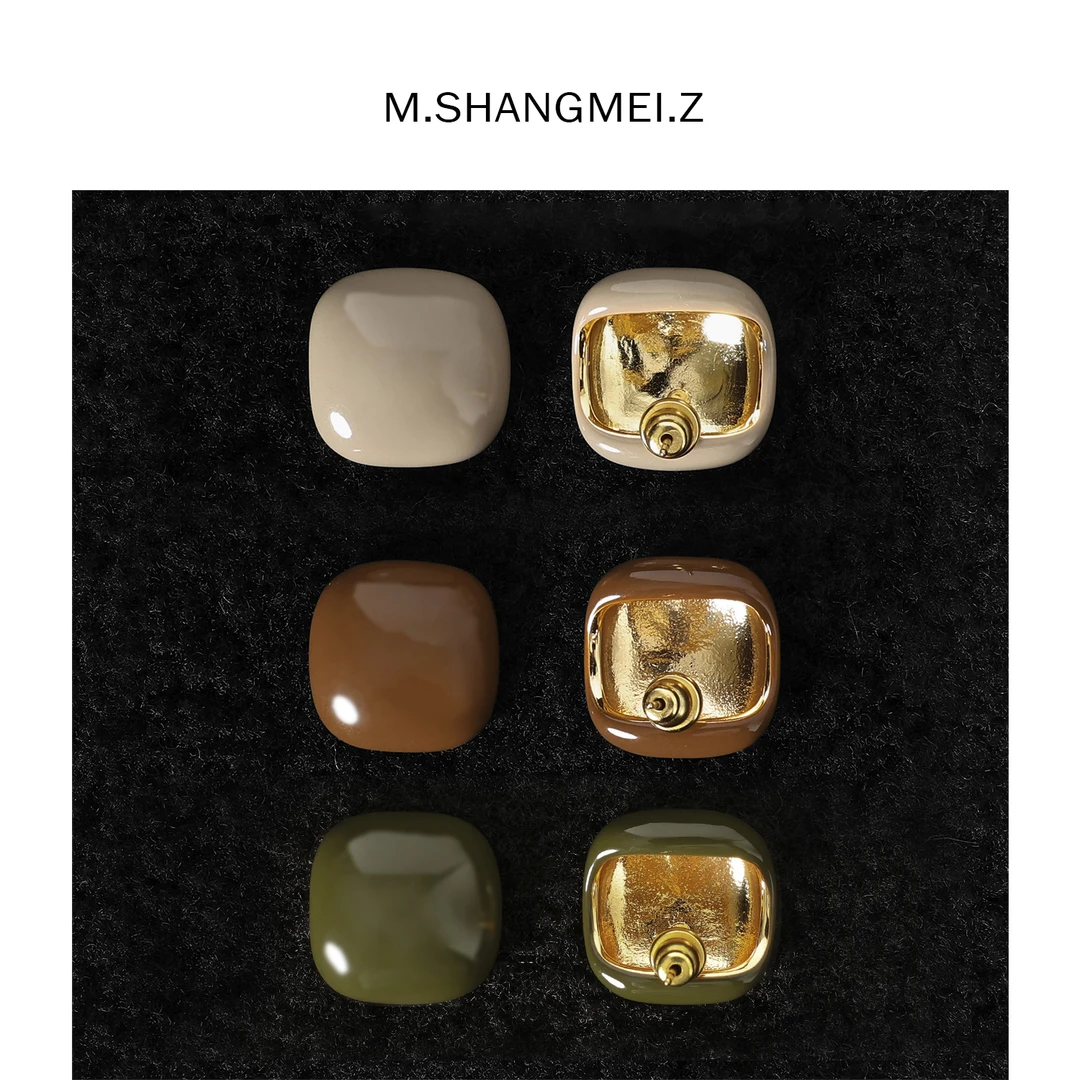 M.SHANGMEI.Z/沐熙 非金属珐琅耳饰 美大哥复古欧美耳环F11507