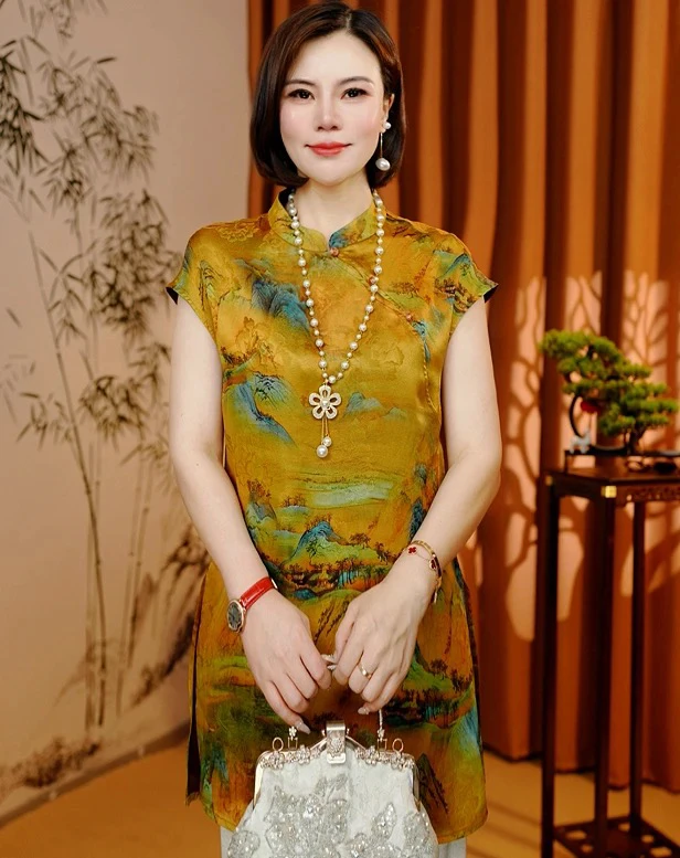 【星冉】2025新款夏季新中式T恤短袖印花修身显瘦减龄气质款