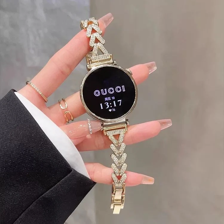 适用华为GT5表带gt4智能手表GT3pro金属V字闪钻watch4高级感夏天