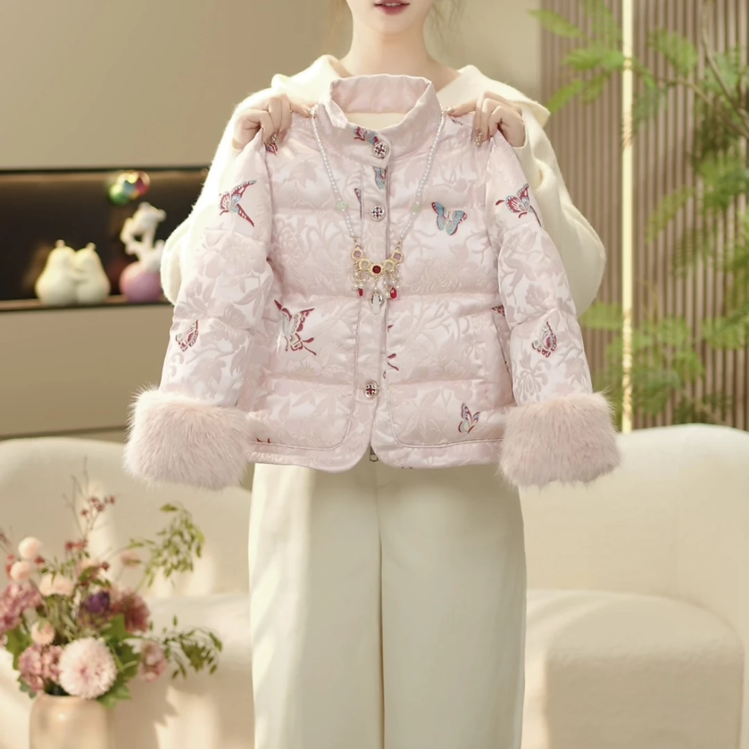 2024冬季女童时尚国风拜年服加厚保暖外套--Y4031