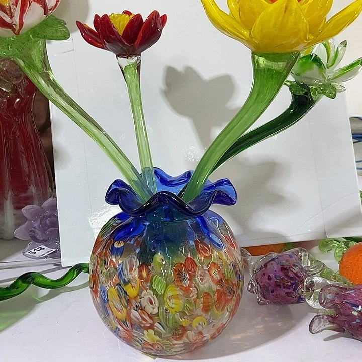 高度20花瓶四朵琉璃花