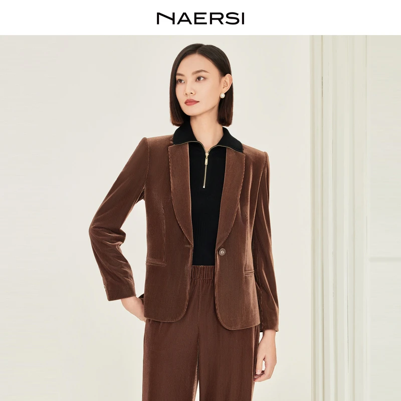 【岚岚专属】流光复古风坑条丝绒质感通勤商务西装外套NA02539C4