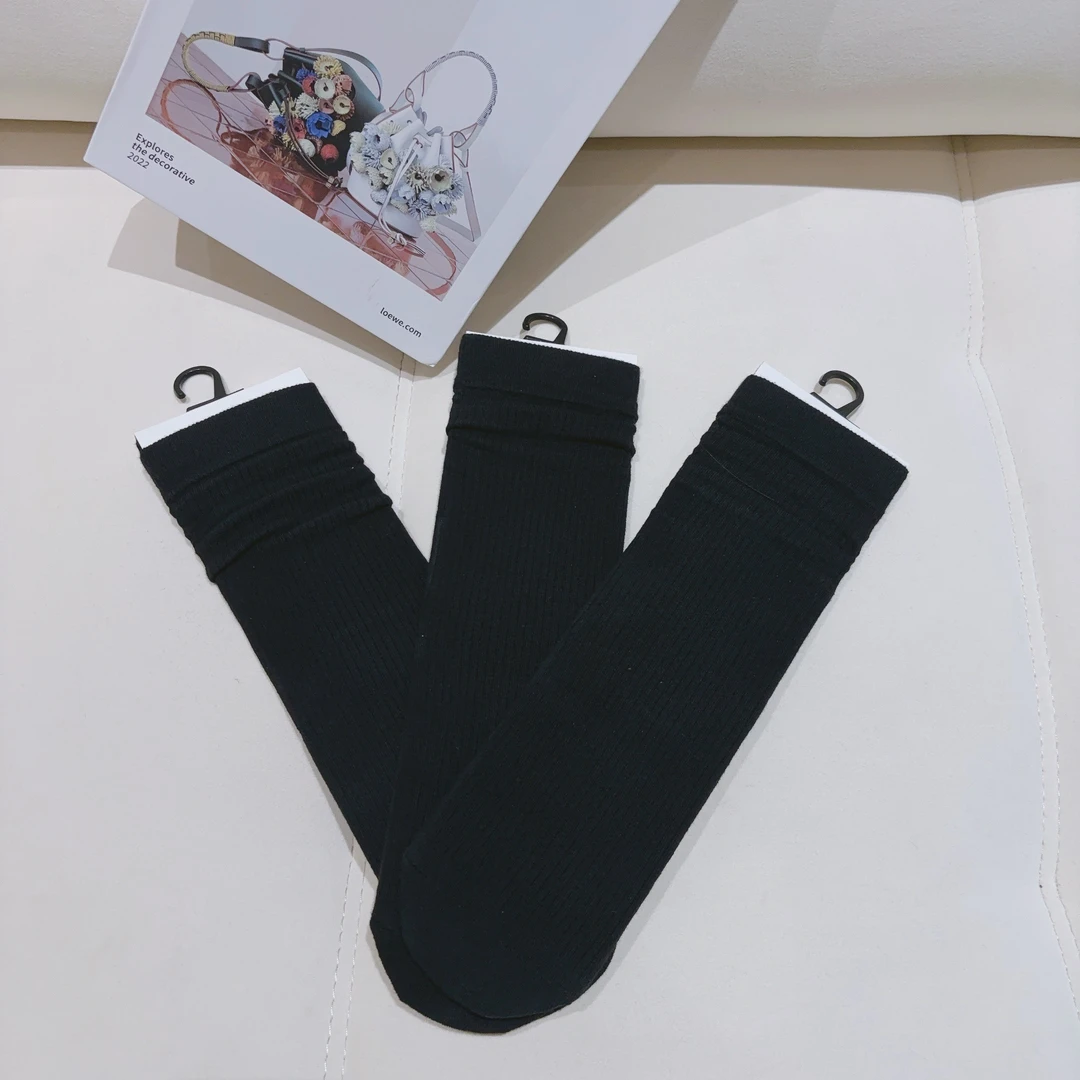 豆豆6 长绒棉袜子初秋透气纯色常规薄款中筒袜-DQ6602