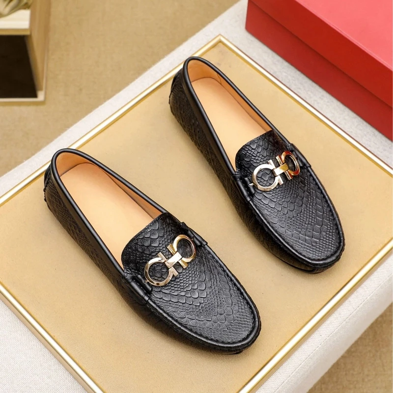 欧洲站鳄鱼纹真皮男士豆豆鞋时尚百搭舒适驾车鞋休闲懒人鞋子男鞋