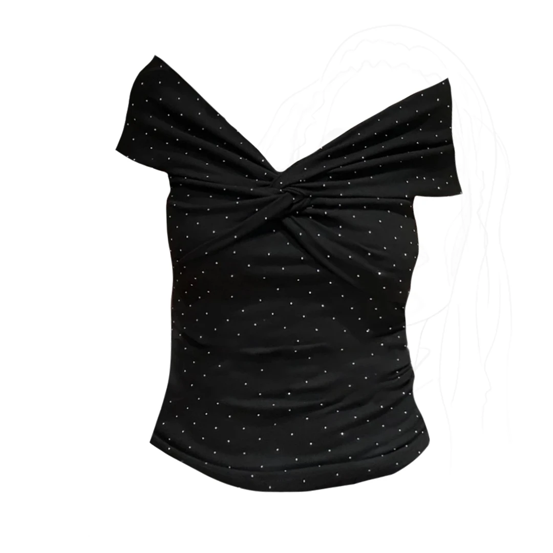 大码胖MM美式辣妹风烫钻设计感上衣夏季新款时尚百搭减龄短袖T恤