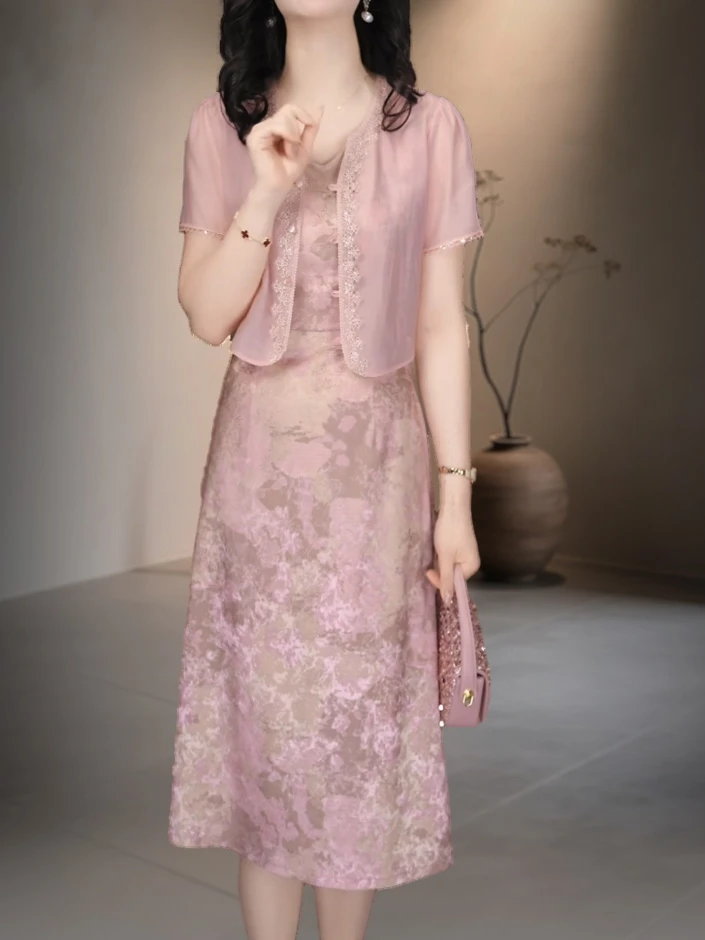 新中式国风套装女2025夏季新款阔太太妈妈端庄大气减龄两件套裙子