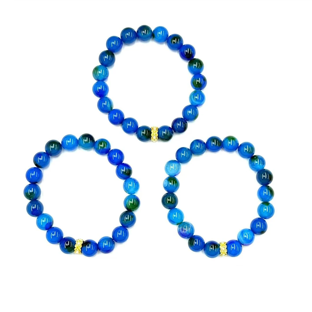 【符老板】s1085-舒星际蓝玛瑙圆珠手串-赠礼盒-多样性只发一件